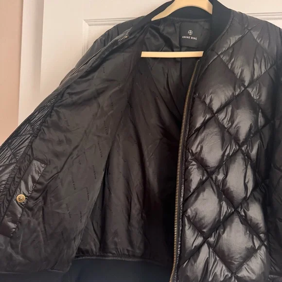 Anine Bing Leo Puffer Coat / Woman’s Extra Small XS Black with Gold Zipper - Picture 9 of 13